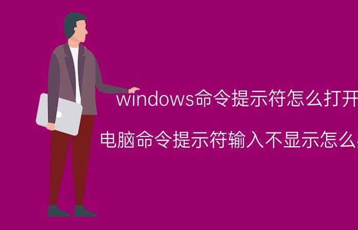 windows命令提示符怎么打开 电脑命令提示符输入不显示怎么办？